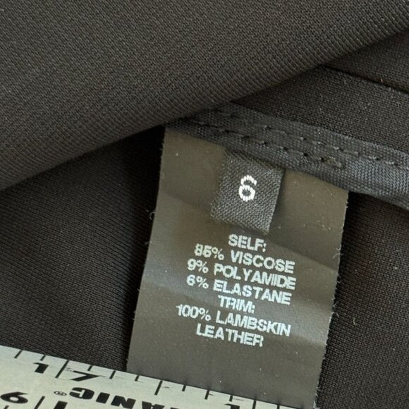Yigal Azrouël Leather Trim Mini Skirt Size 6 Exposed Zippers Edgy Office Siren - Picture 11 of 11